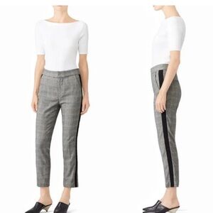 Joie Kenadia Gray Checkered Ankle Pants with Black Side Stripe
